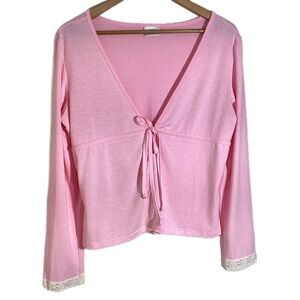 Fashion Bug Vtg Tie Front Babydoll Cardigan Sz XL